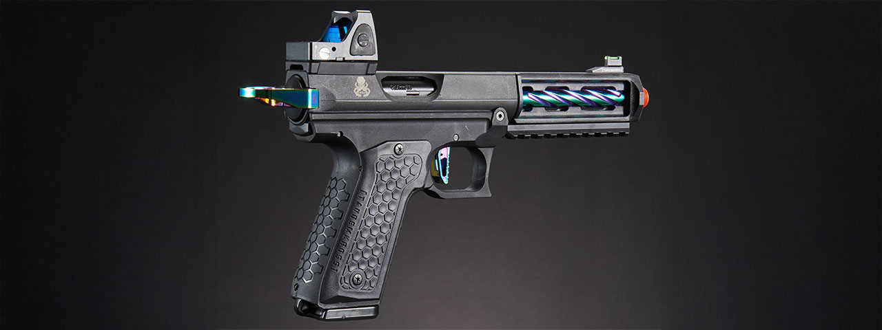 Lancer Tactical x Tandemkross CTHULHU Gas Blow Back Pistol w/ Red Dot Reflex Sight - (Black/Titanium)