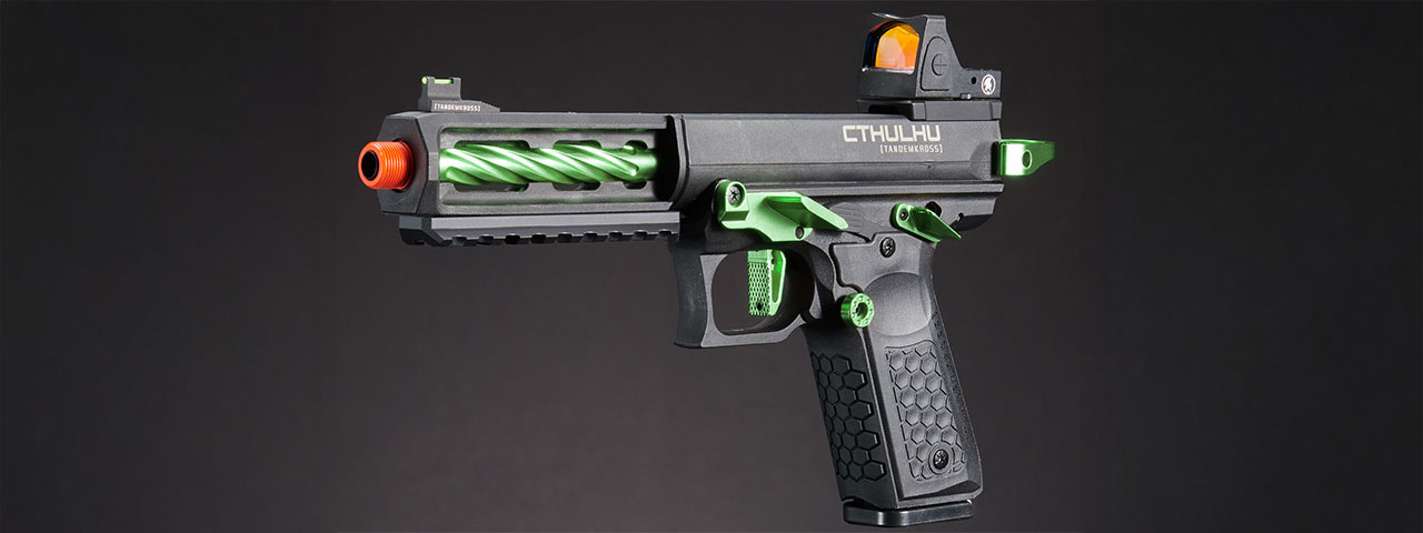 Lancer Tactical x Tandemkross CTHULHU Gas Blow Back Pistol w/ Red Dot Reflex Sight - (Black/Green)