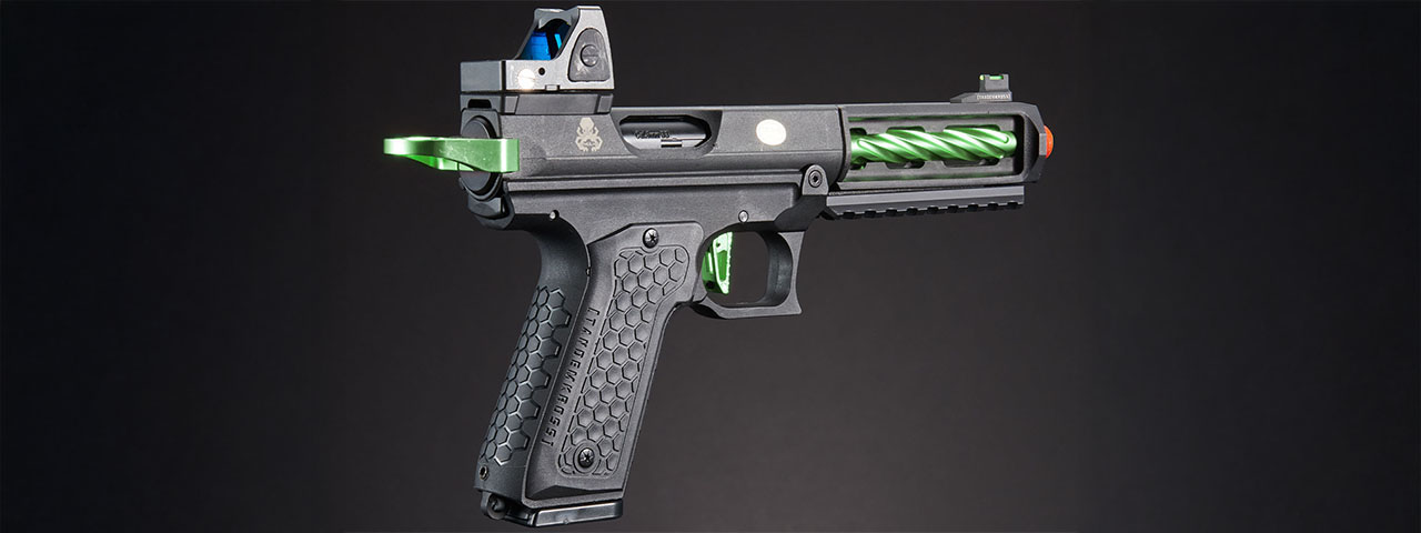 Lancer Tactical x Tandemkross CTHULHU Gas Blow Back Pistol w/ Red Dot Reflex Sight - (Black/Green)