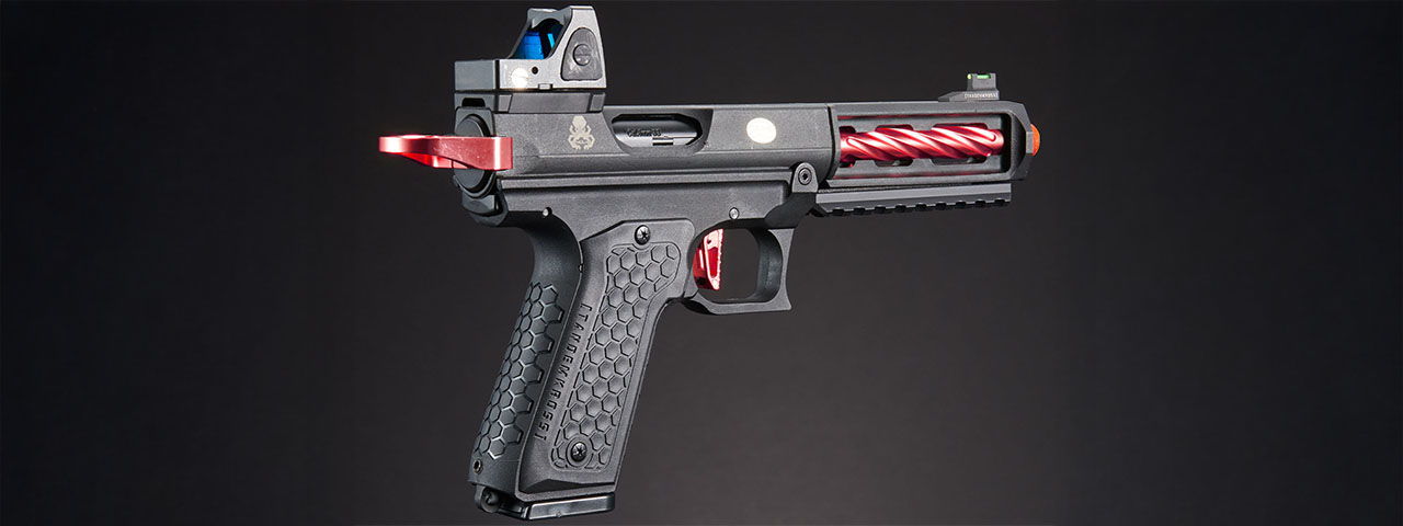 Lancer Tactical x Tandemkross CTHULHU Gas Blow Back Pistol w/ Red Dot Reflex Sight - (Black/Red)