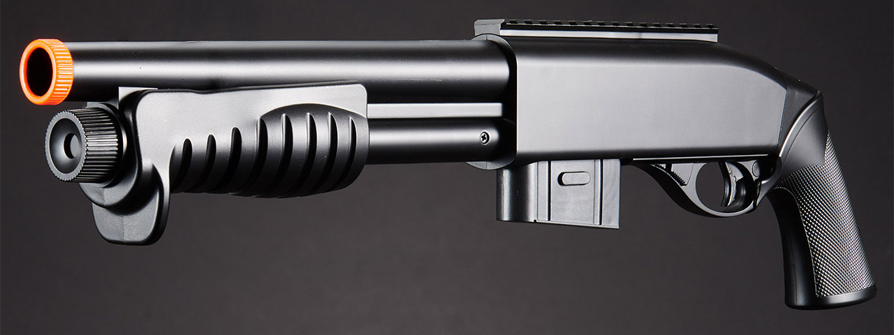 Double Eagle M401 Pump Action Airsoft Spring Shotgun (Color: Black)