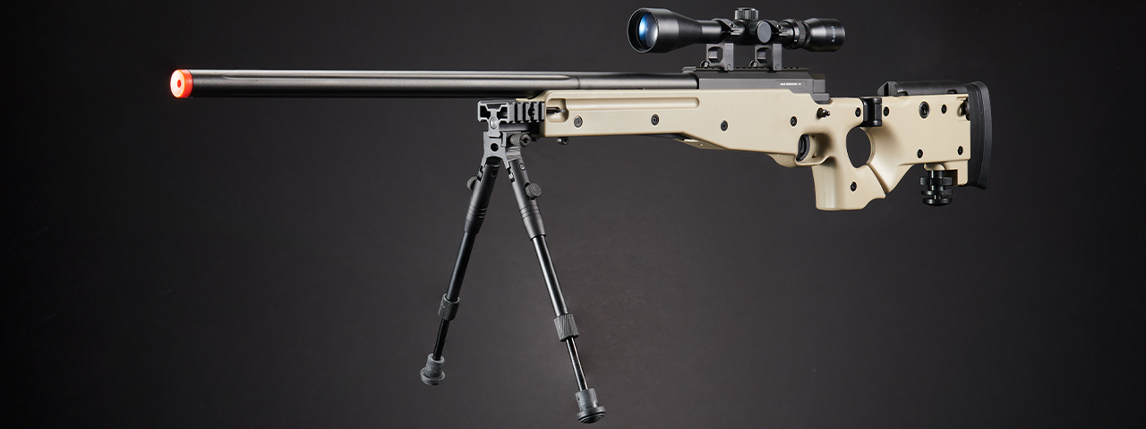 WELL MB08TAB L96 AWP BOLT ACTION RIFLE w/FOLDING STOCK BIPOD & SCOPE (COLOR: TAN)