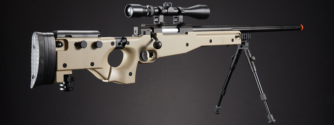 WELL MB08TAB L96 AWP BOLT ACTION RIFLE w/FOLDING STOCK BIPOD & SCOPE (COLOR: TAN)