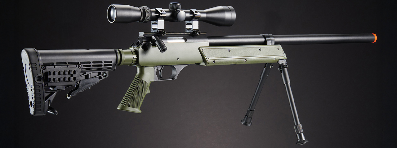 WELL SPEC-OPS MB13A APS SR-2 BOLT ACTION SNIPER RIFLE W/ SCOPE AND BIPOD (OD)