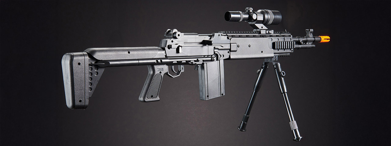 UK Arms Spring Sniper Rifle and P618 Pistol Combo with Laser and Flashlight (Color: Black)
