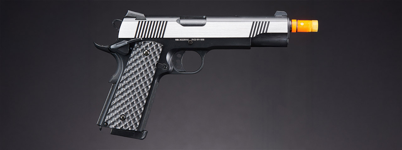 Raven Airsoft MEU Gas Blowback Pistol - Black & Silver