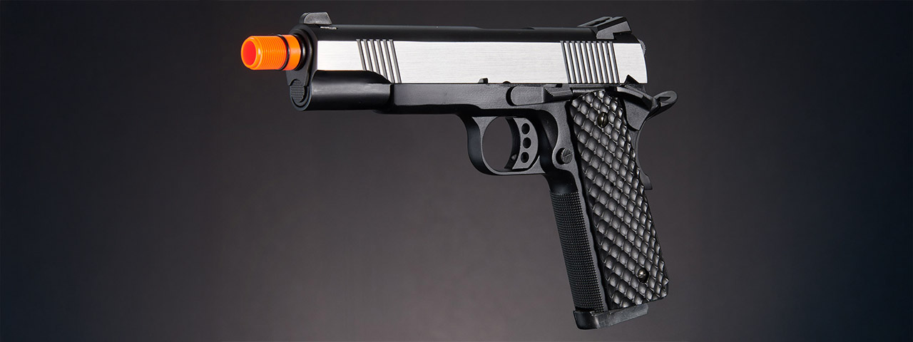 Raven Airsoft MEU Gas Blowback Pistol - Black & Silver