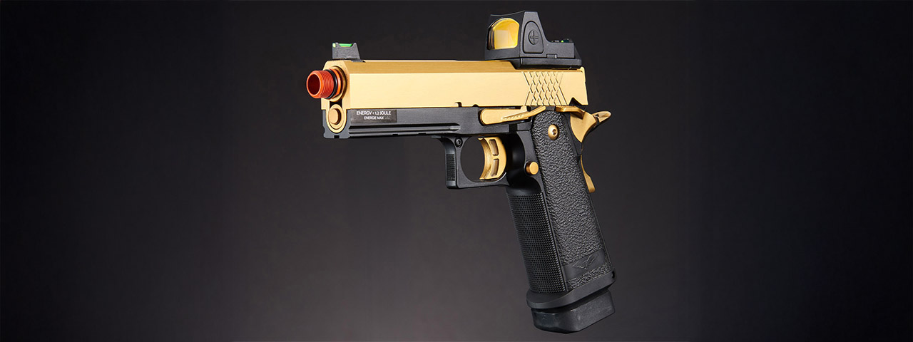 Raven Airsoft 4.3 Hi Capa + Micro Red Dot - Black & Gold