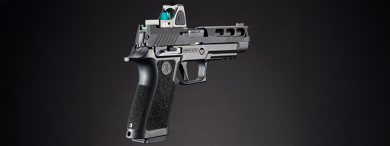 Sig Sauer Proforce P320 XCarry GBB Pistol w/ PH+ P320/M17 Slide & Lancer Tactical Red Dot Reflex Sight - (Black)