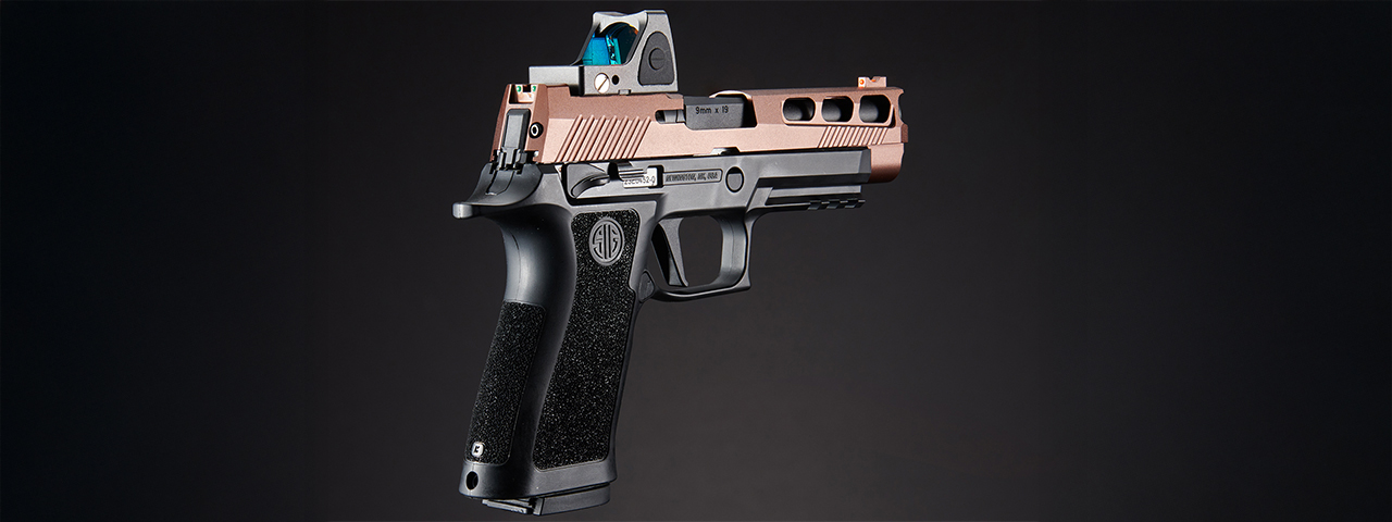 Sig Sauer Proforce P320 XCarry GBB Pistol w/ PH+ P320/M17 Slide & Lancer Tactical Red Dot Reflex Sight - (Bronze)