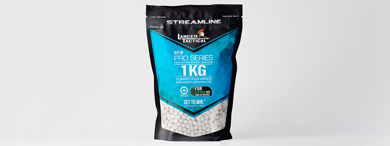 Lancer Tactical 3330 Round 0.30g Streamline Competition Grade Outdoor -Tracer BBs (Color: Green)