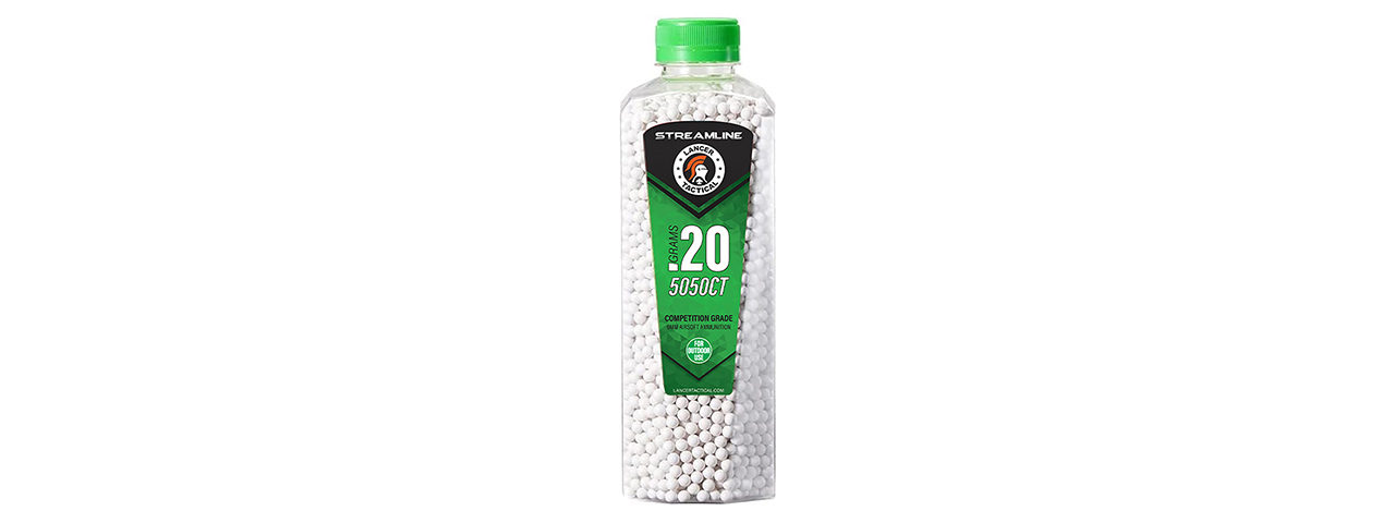 Lancer Tactical 5050 Round 0.20g Streamline Competition Grade Outdoor BB Bottle (Color: White)