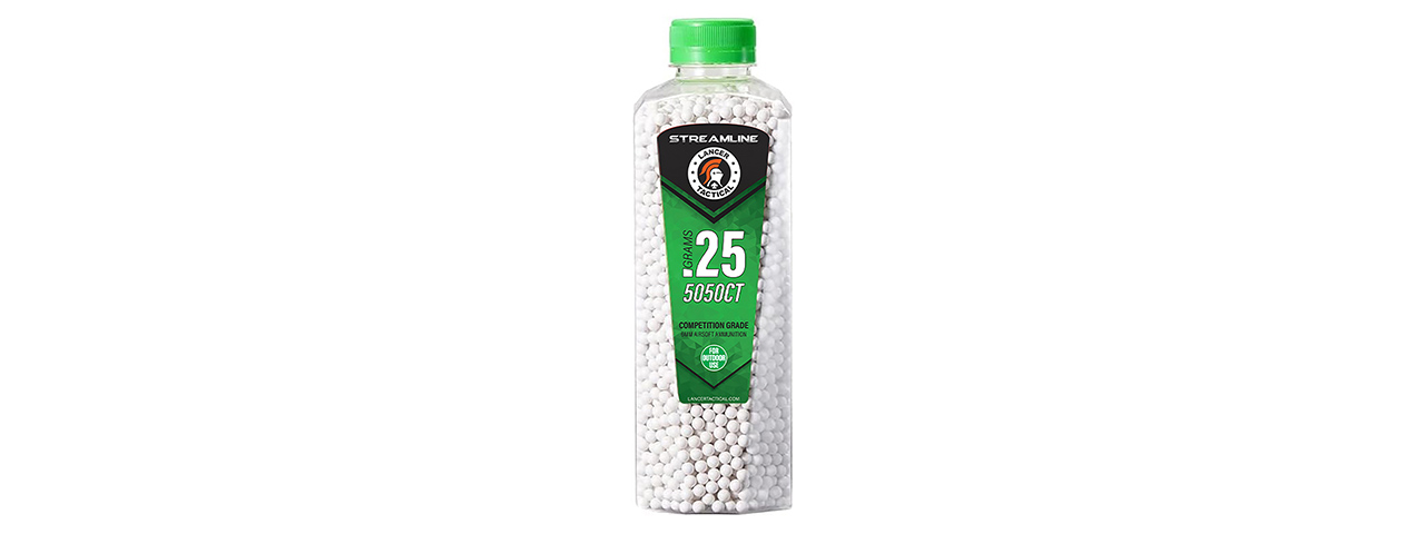 Lancer Tactical 5050 Round 0.25g Streamline Competition Grade Outdoor BB Bottle (Color: White)
