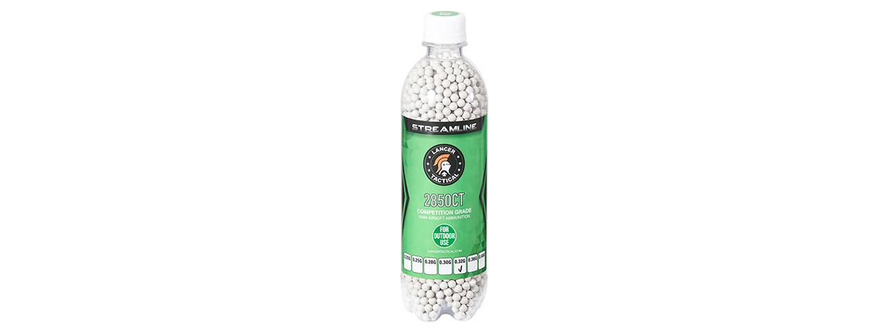 Lancer Tactical 2850 Round .32G Streamline Competition Grade Outdoor BBs - (White)