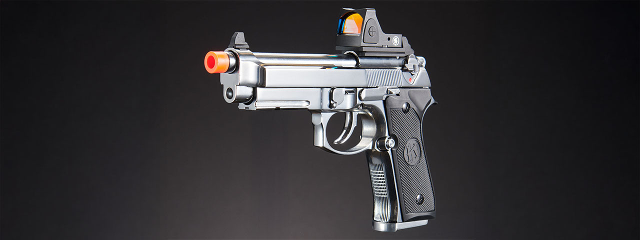 KLI KL-92 AI Optic Ready Silver Version 6mm Dual Power CO2/Gas Blowback Airsoft Pistol - (Silver )