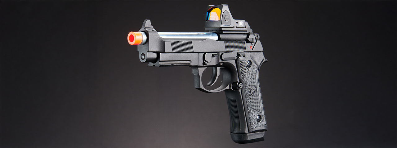 KLI KL-92 Elite IA Optic Ready 6mm Dual Power CO2/Gas Blowback Airsoft Pistol Red Dot Combo - (Black)