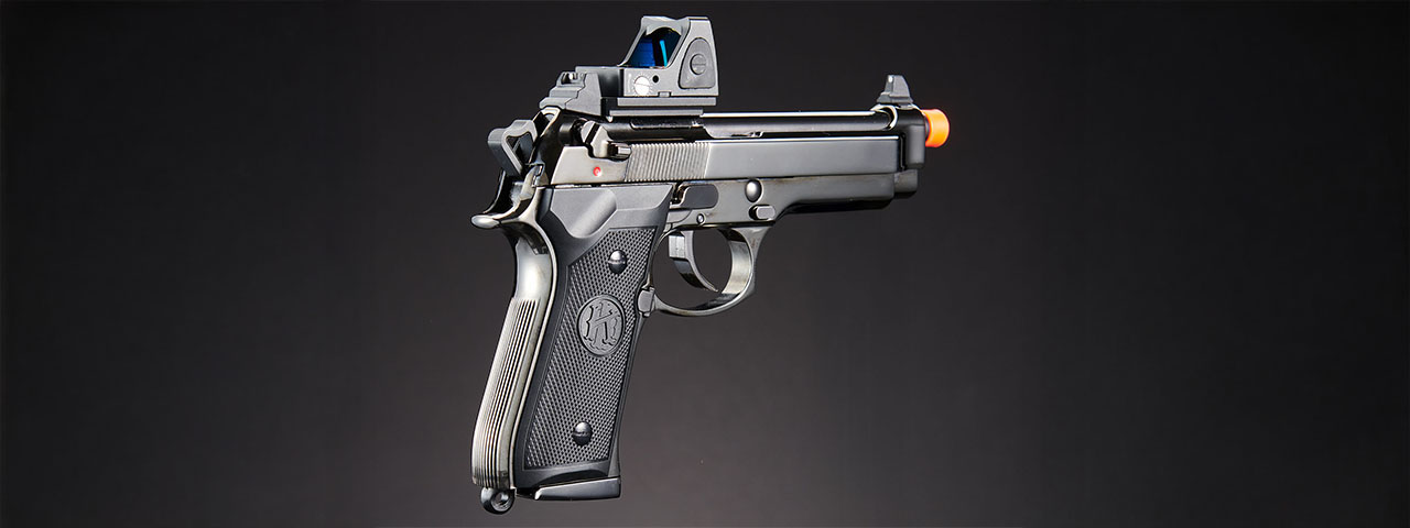 KLI KL-92 Fusion Optic Ready 6mm Dual Power CO2/Gas Blowback Airsoft Pistol - (Black/Gun Metal)