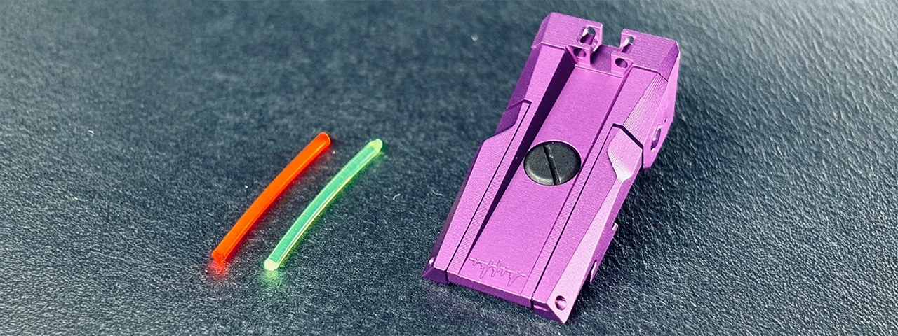 English Dr. Black Aluminum Fiber Optic Rear Sight for TM Hi-CAPA 5.1 GBB Pistols - (Purple)