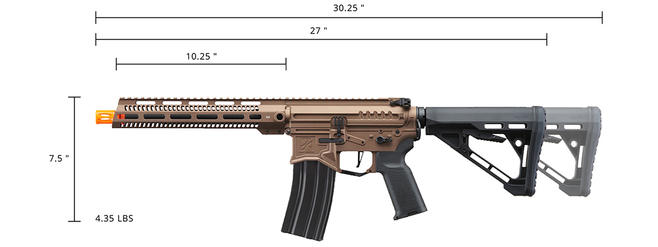 Zion Arms R15 Mod 1 Long Rail Airsoft Rifle with Delta Stock (Color: Bronze)