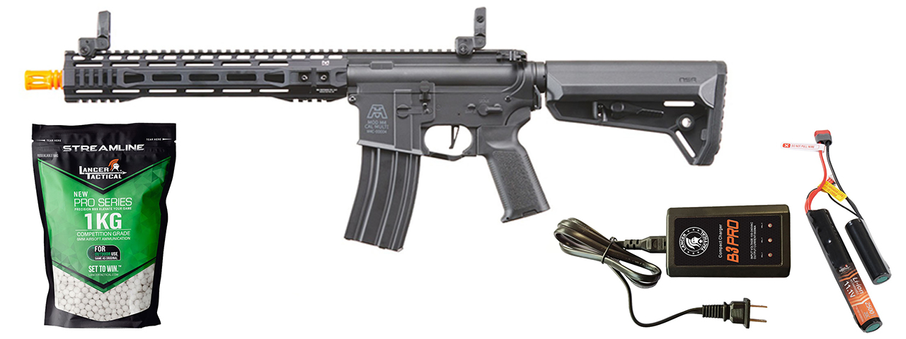 BG Defense Type-A SPR 12" Gen 3 AEG Rifle by Lancer Tactical - (Black) - Gen 3 Starter Bundle